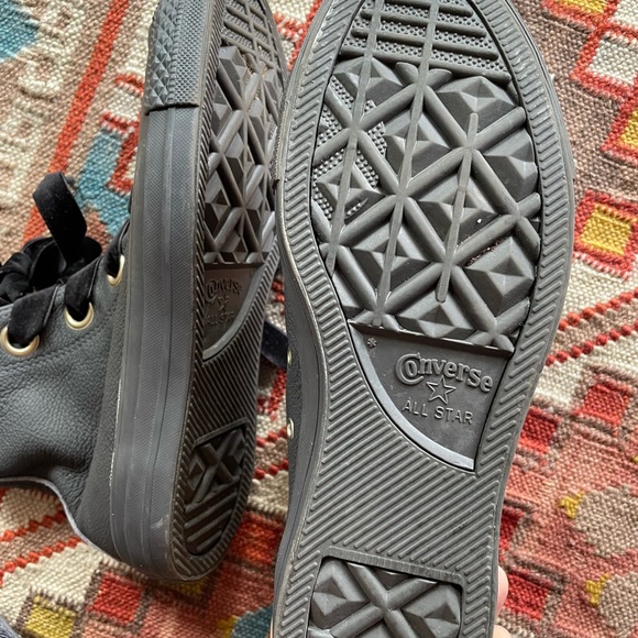 Leather converse high tops black and gold w8 - Picture 4 of 10